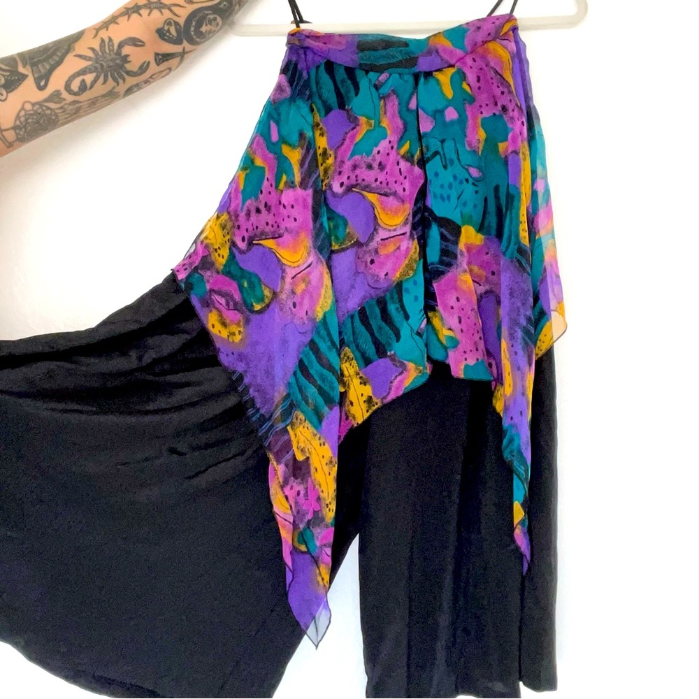 vintage 80s sheer overlay palazzo pants